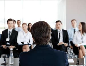 public speaking anxiety woman presenting