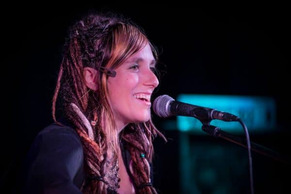 Elisa Di Napoli with microphone